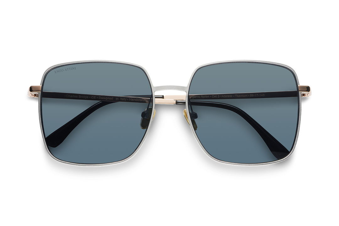 Charles Bridge / Silver & Rose Gold Color + Dark Black Lens.