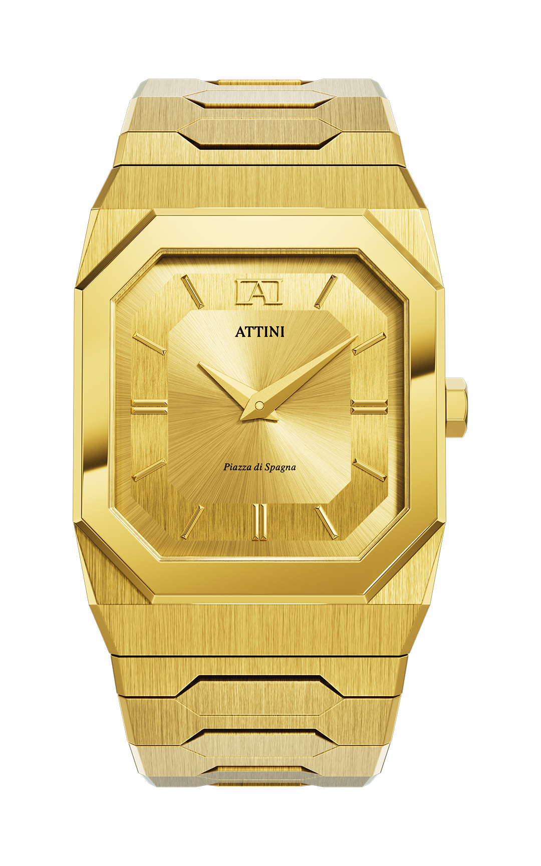ATTINI - Piazza di Spagna, Roma / Oyster Bracelet, Gold Color, Swiss Movement