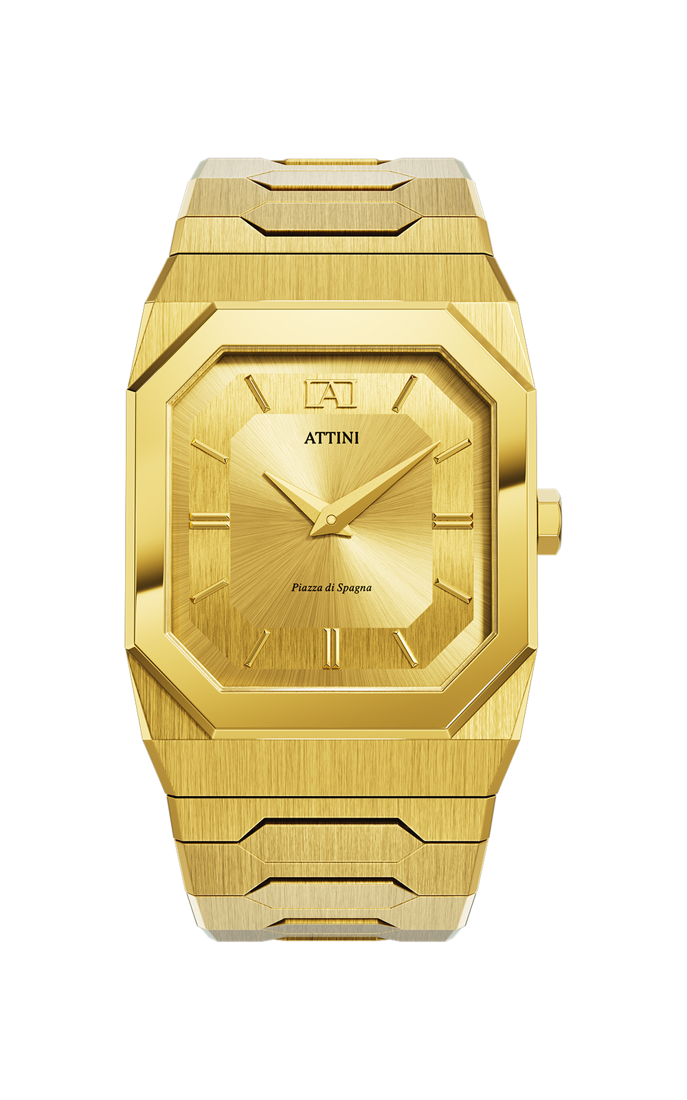 ATTINI - Piazza di Spagna, Roma / Oyster Bracelet, Gold Color, Swiss Movement.