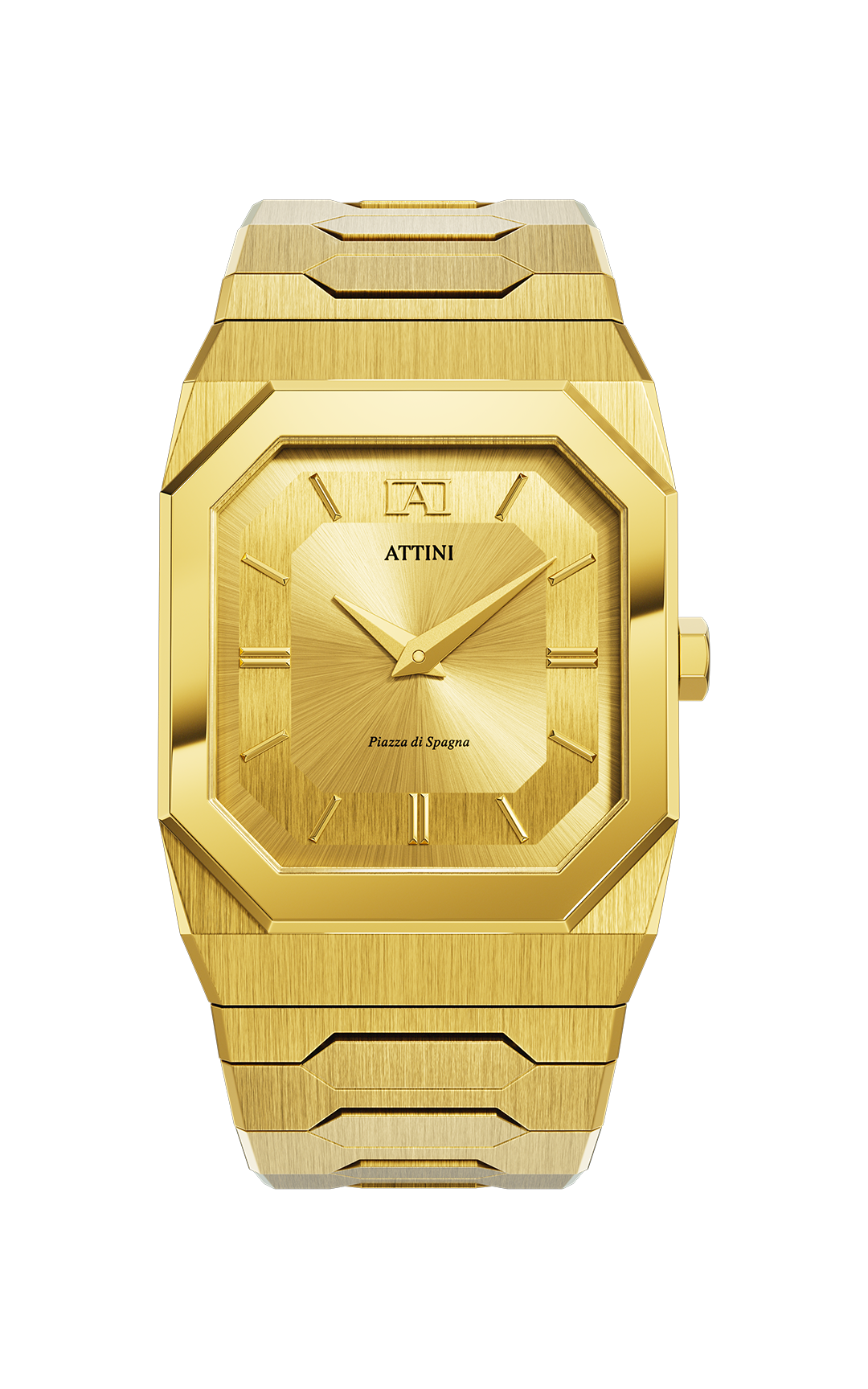 ATTINI - Piazza di Spagna, Roma / Oyster Bracelet, Gold Color, Swiss Movement.