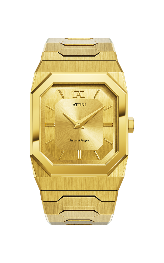 ATTINI - Piazza di Spagna, Roma / Oyster Bracelet, Gold Color, Swiss Movement.