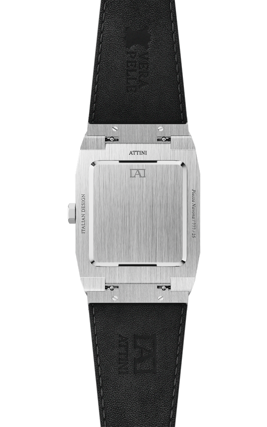 ATTINI - Piazza Navona, Roma / Leather Strap, Black Color, Swiss Parts