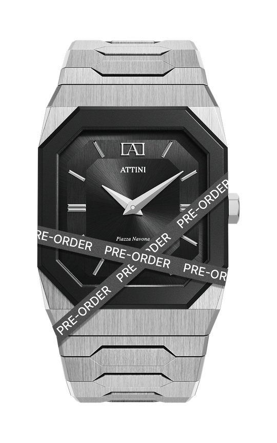 ATTINI - Piazza Navona, Roma / Oyster Bracelet, Silver Color, Swiss Movement