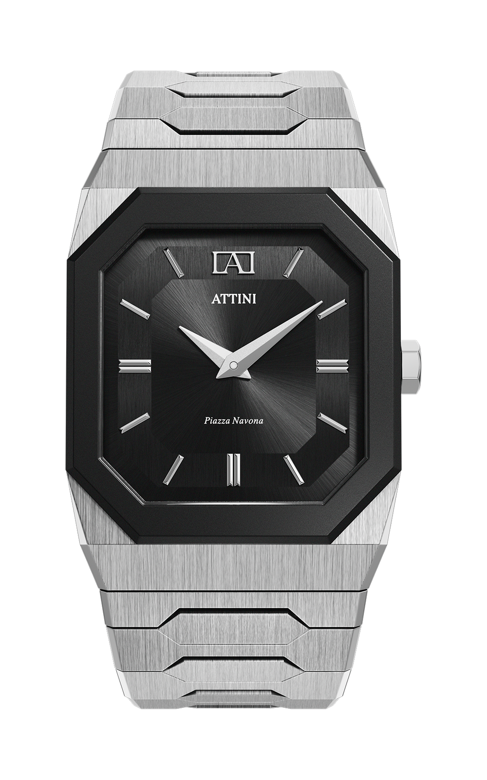 ATTINI - Piazza Navona, Roma / Oyster Bracelet, Silver Color, Swiss Movement