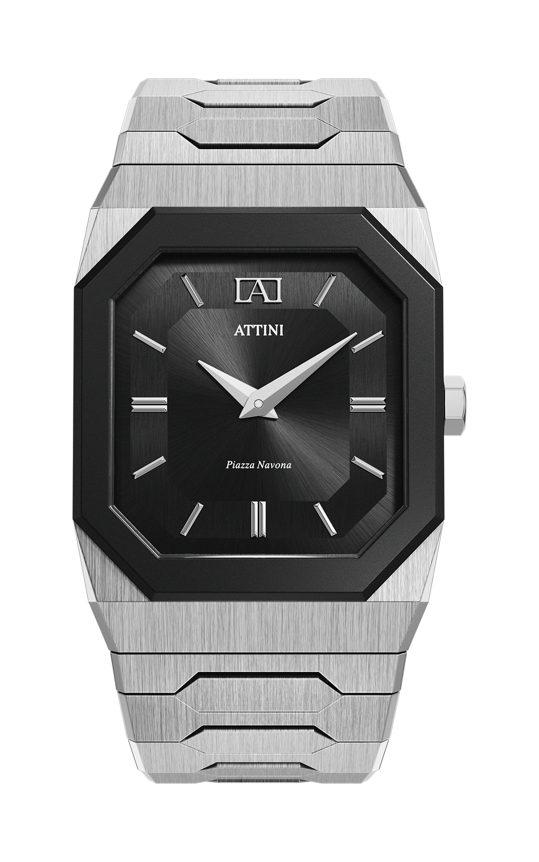 ATTINI - Piazza Navona, Roma / Oyster Bracelet, Silver Color, Swiss Movement