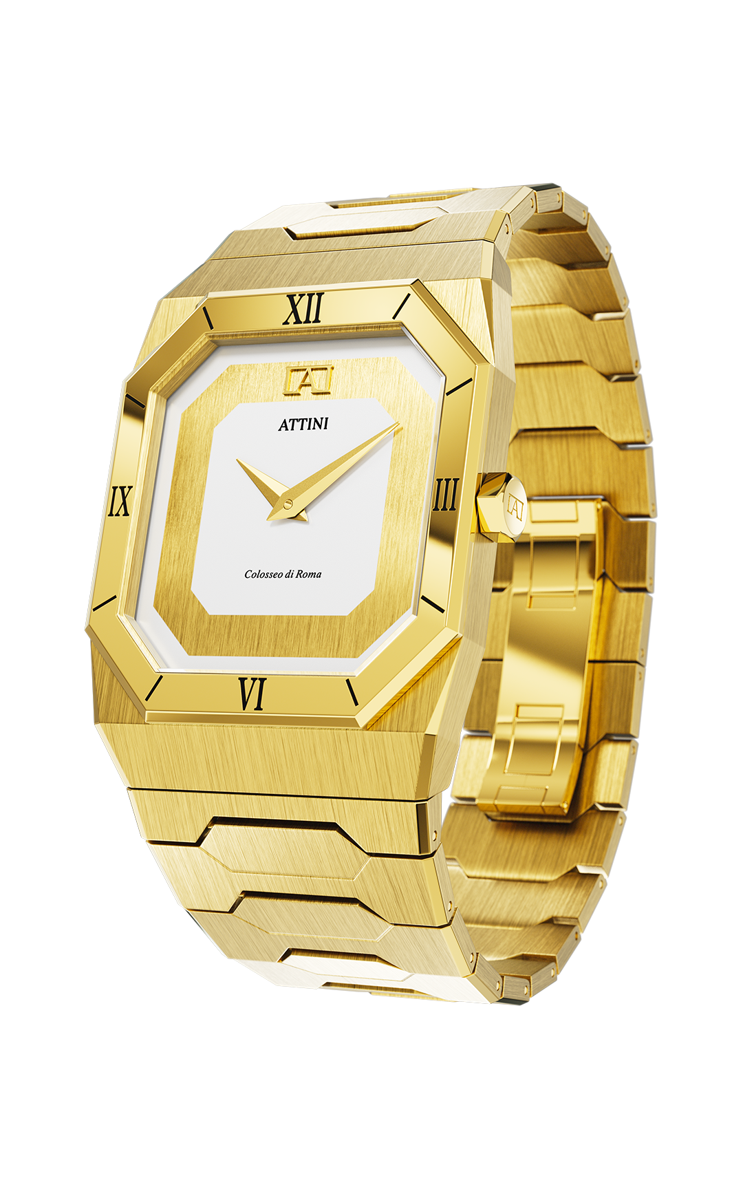 ATTINI - Colosseo di Roma, Verona / Oyster Bracelet, Gold Color, Swiss Movement.