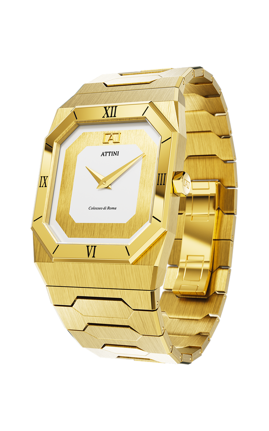 ATTINI - Colosseo di Roma, Verona / Oyster Bracelet, Gold Color, Swiss Movement.