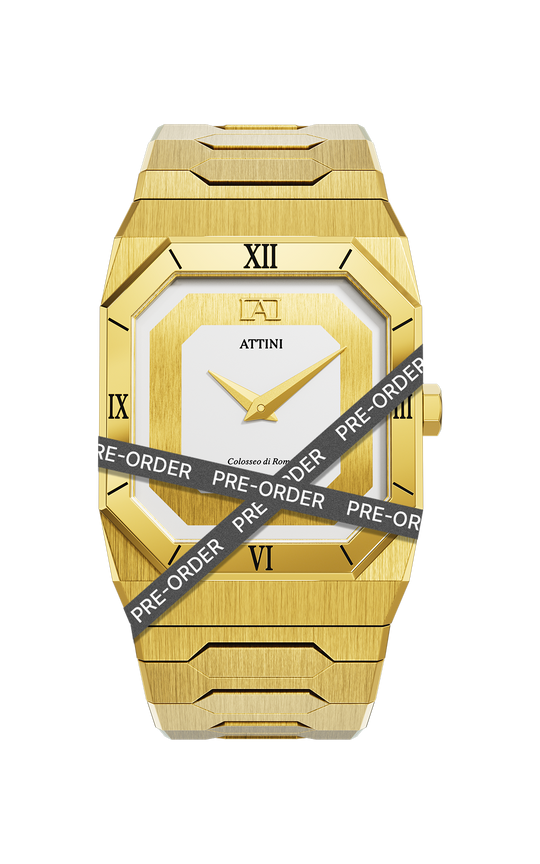 ATTINI - Colosseo di Roma, Verona / Oyster Bracelet, Gold Color, Swiss Movement.