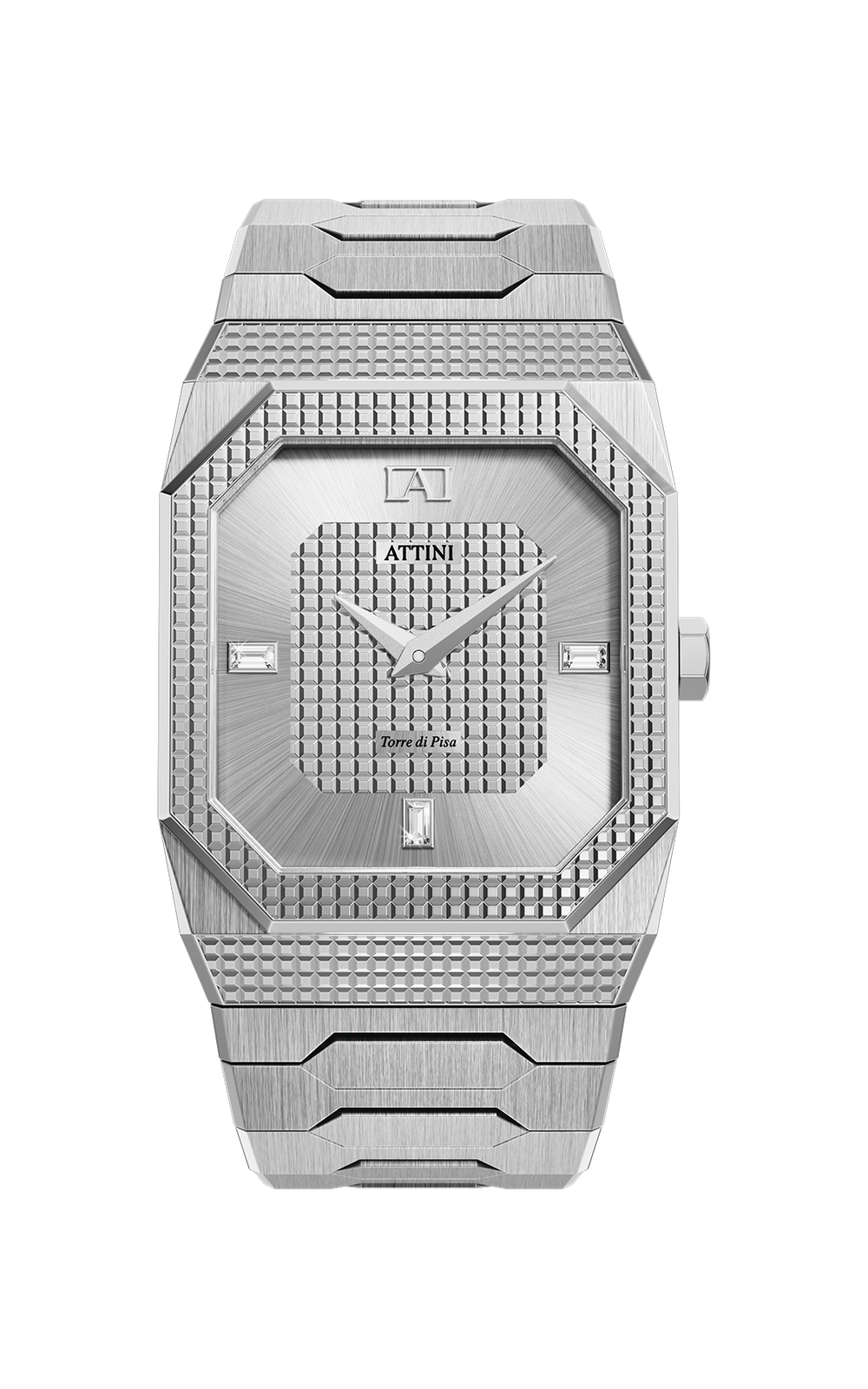 ATTINI - Torre di Pisa / Oyster Bracelet, Silver Color, Swiss Movement.