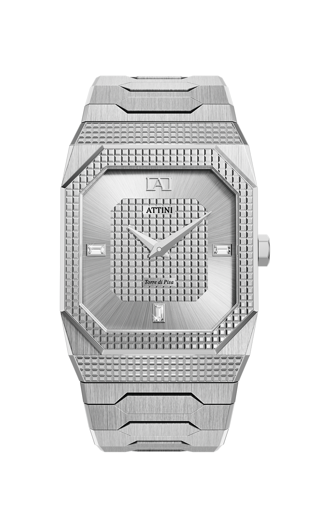 ATTINI - Torre di Pisa / Oyster Bracelet, Silver Color, Swiss Movement.