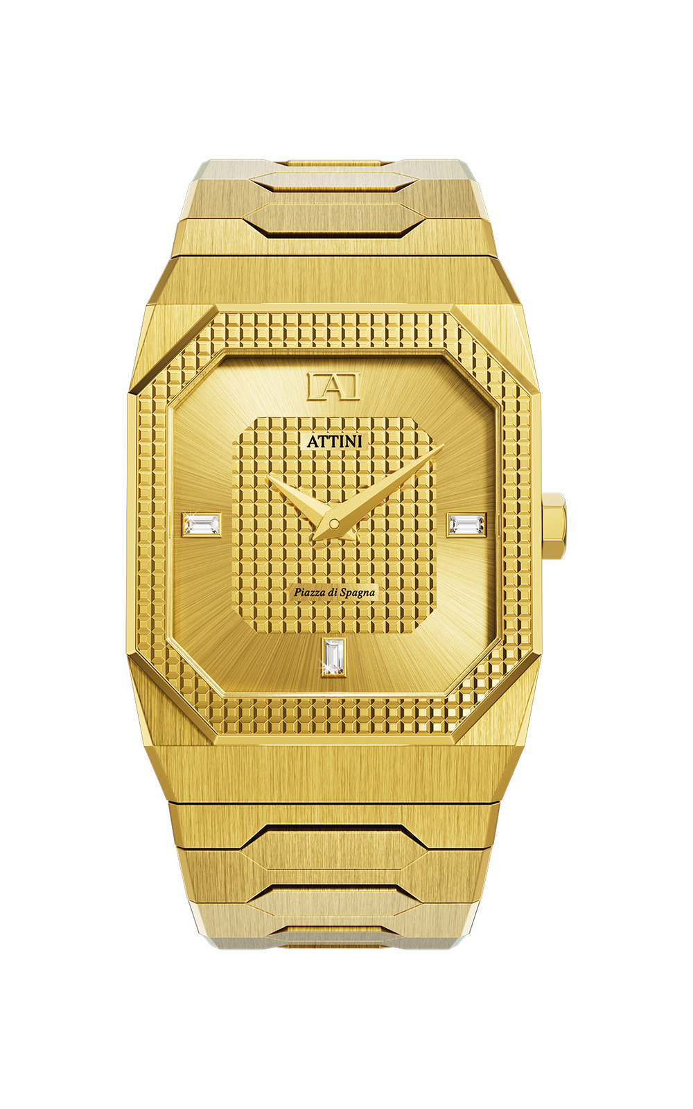 ATTINI - Piazza di Spagna, Roma / Oyster Bracelet, Gold Color, Swiss Movement.