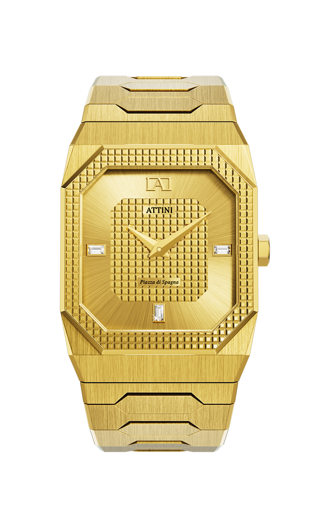 ATTINI - Piazza di Spagna, Roma / Oyster Bracelet, Gold Color, Swiss Movement.