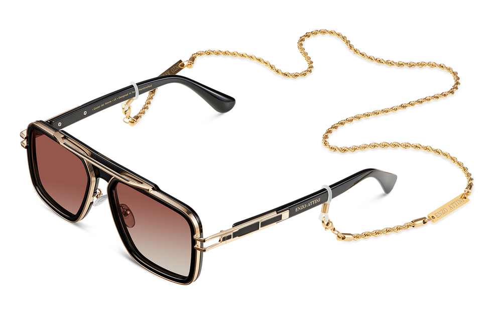 Castel del Monte / Black & Gold Color + Dark Brown Gradient Lens