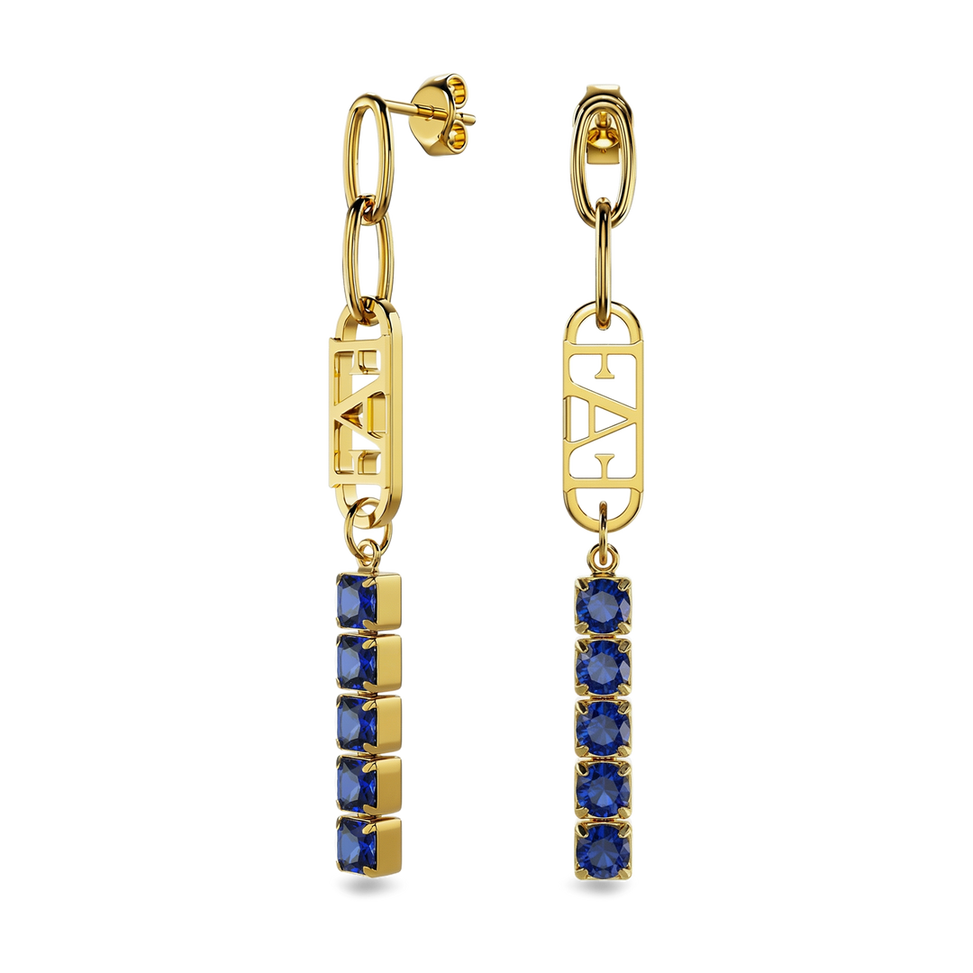 Glam Tennis Chain Earrings / Blue Color.