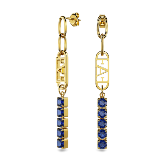 Glam Tennis Chain Earrings / Blue Color.