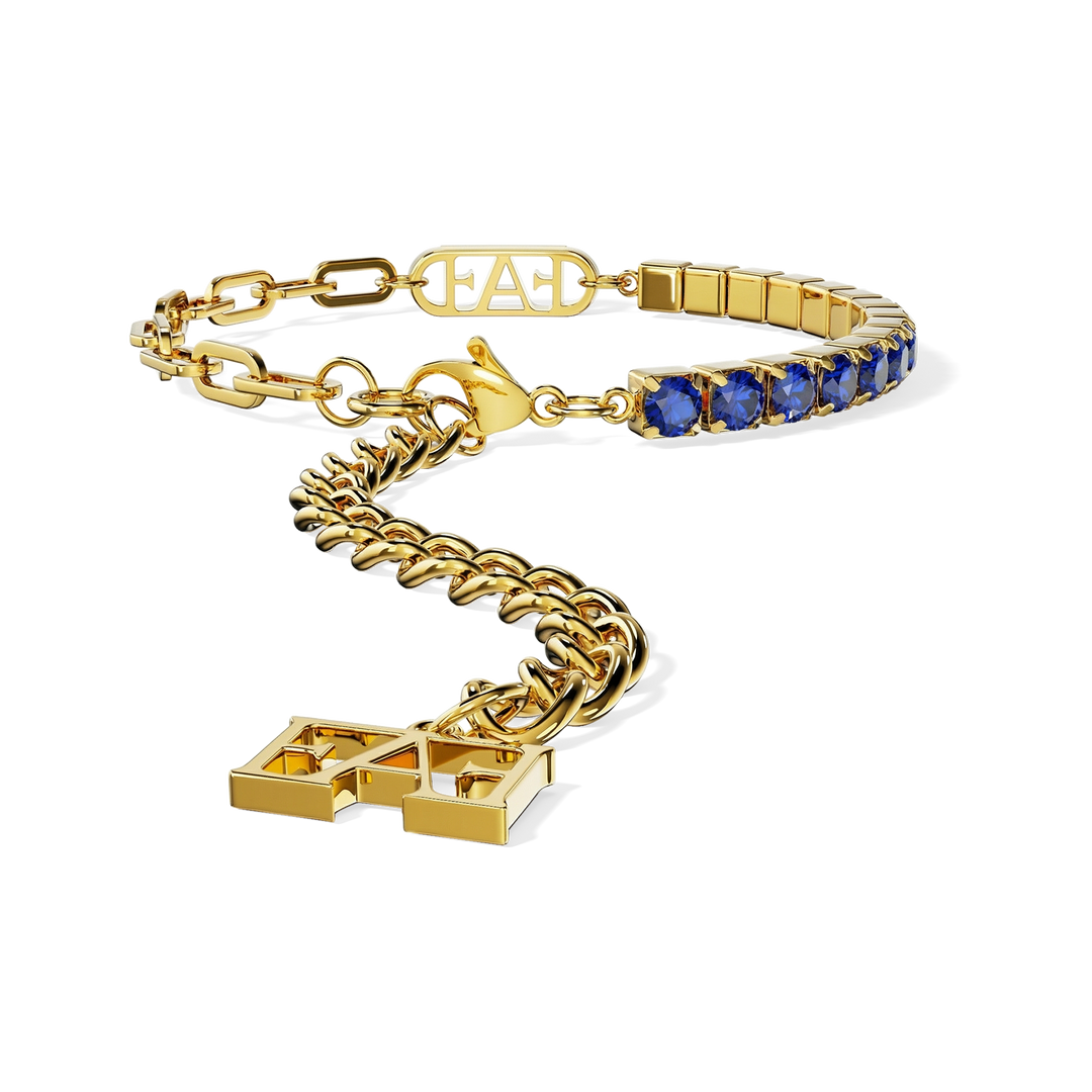 Glam Tennis Chain Bracelet / Blue Color.