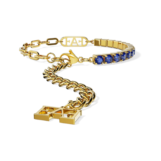 Glam Tennis Chain Bracelet / Blue Color.