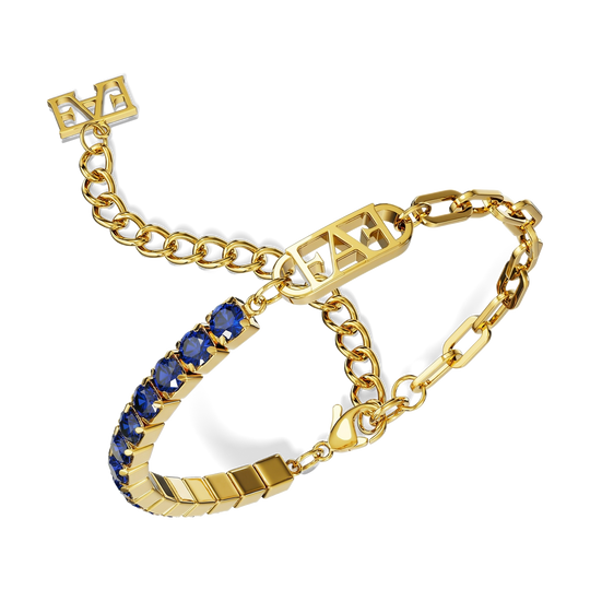 Glam Tennis Chain Bracelet / Blue Color.