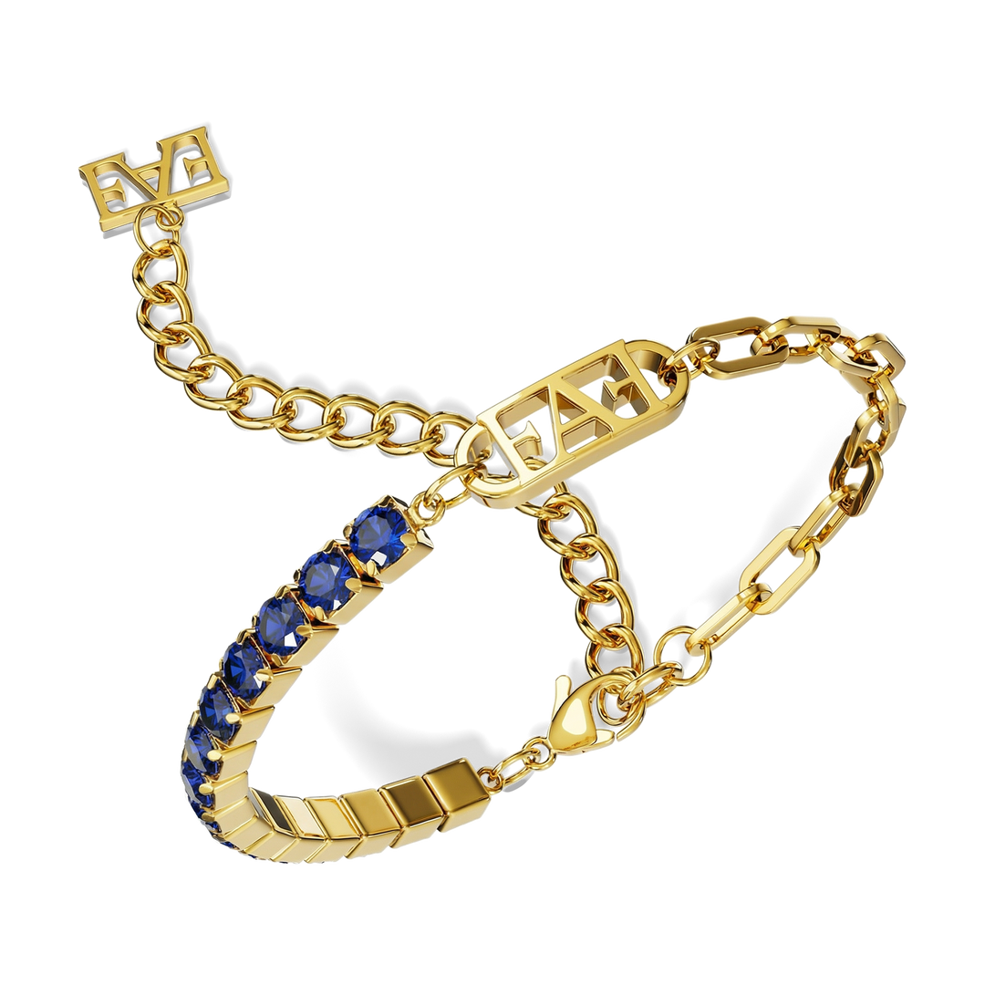 Glam Tennis Chain Bracelet / Blue Color