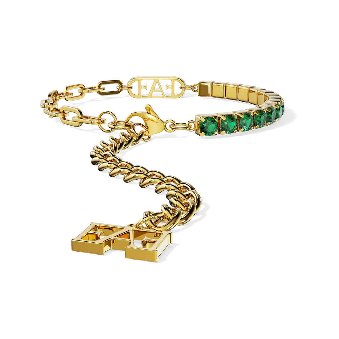 Glam Tennis Chain Bracelet / Green Emerald Color