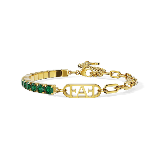 Glam Tennis Chain Bracelet / Green Emerald Color.