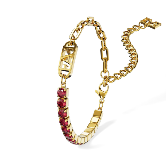 Glam Tennis Chain Bracelet / Red Ruby Color.