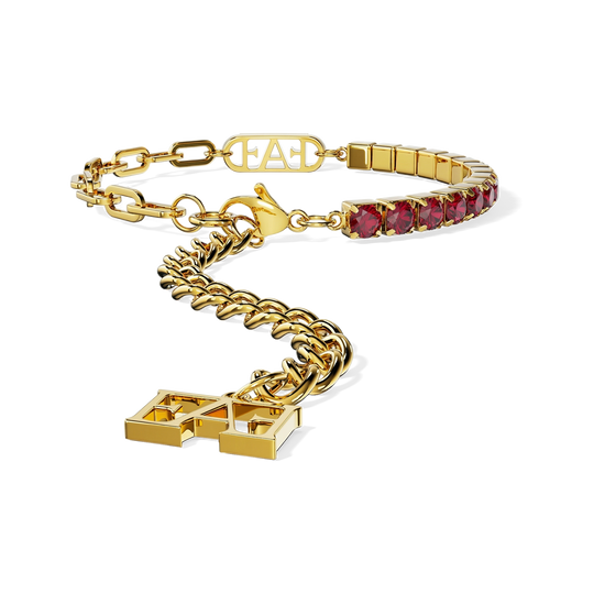 Glam Tennis Chain Bracelet / Red Ruby Color