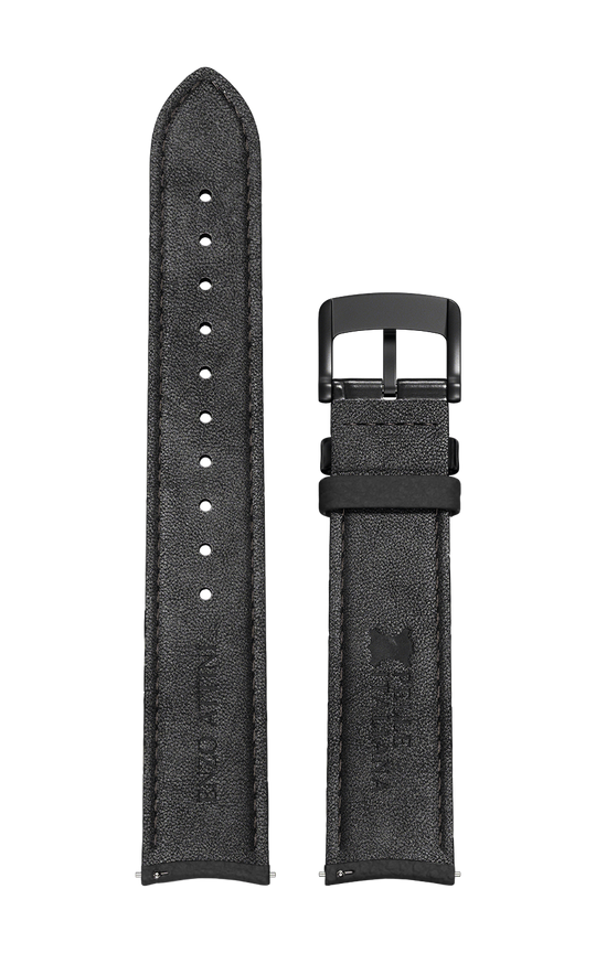 Black Italian Leather Strap / Black Color Buckle