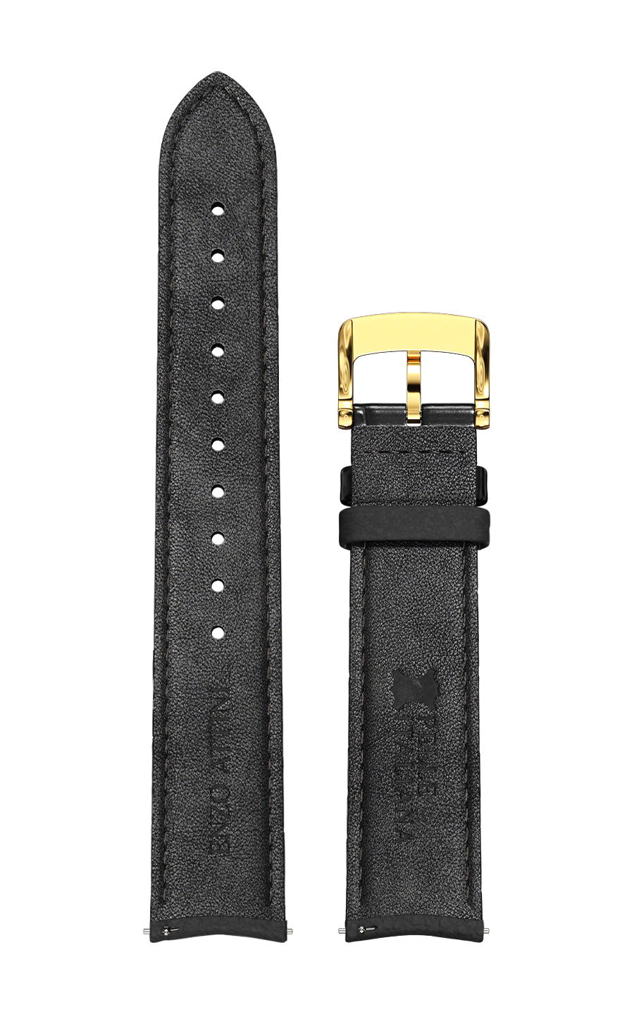 Black Italian Leather Strap / Gold Color Buckle