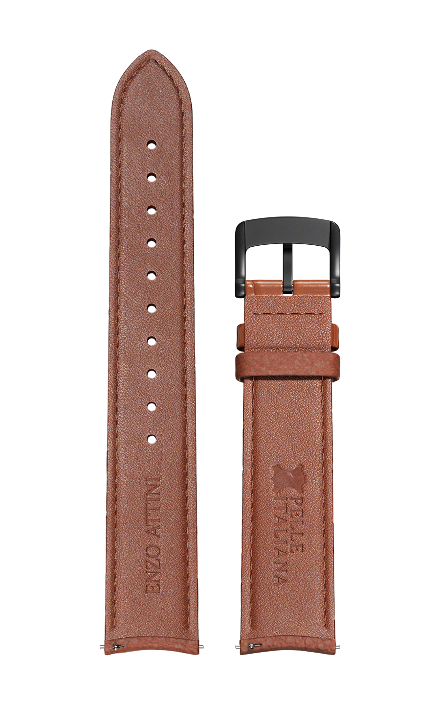 Brown Italian Leather Strap / Black Color Buckle