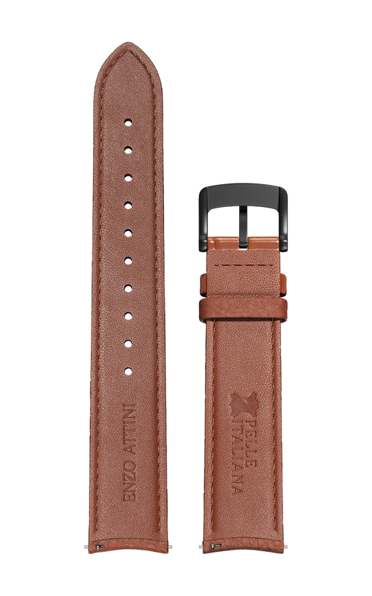Brown Italian Leather Strap / Black Color Buckle