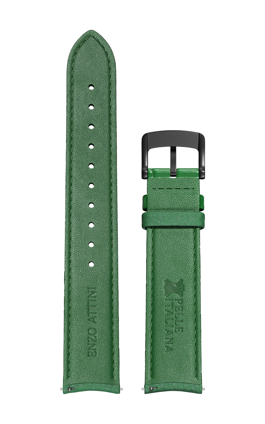 Green Italian Leather Strap / Black Color Buckle