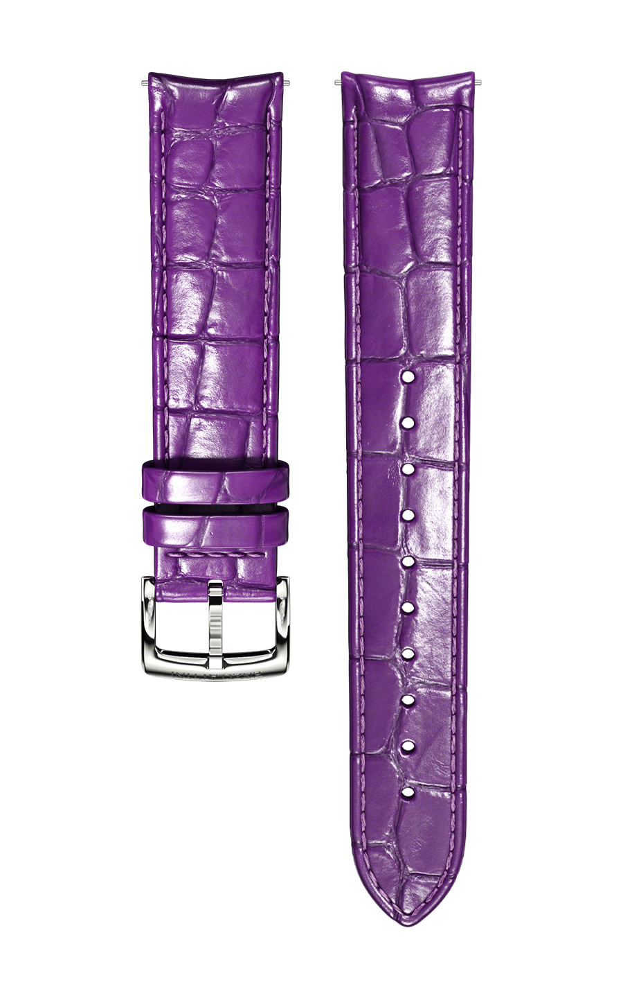 Purple Italian Leather Strap (croc pattern) / Silver Color Buckle