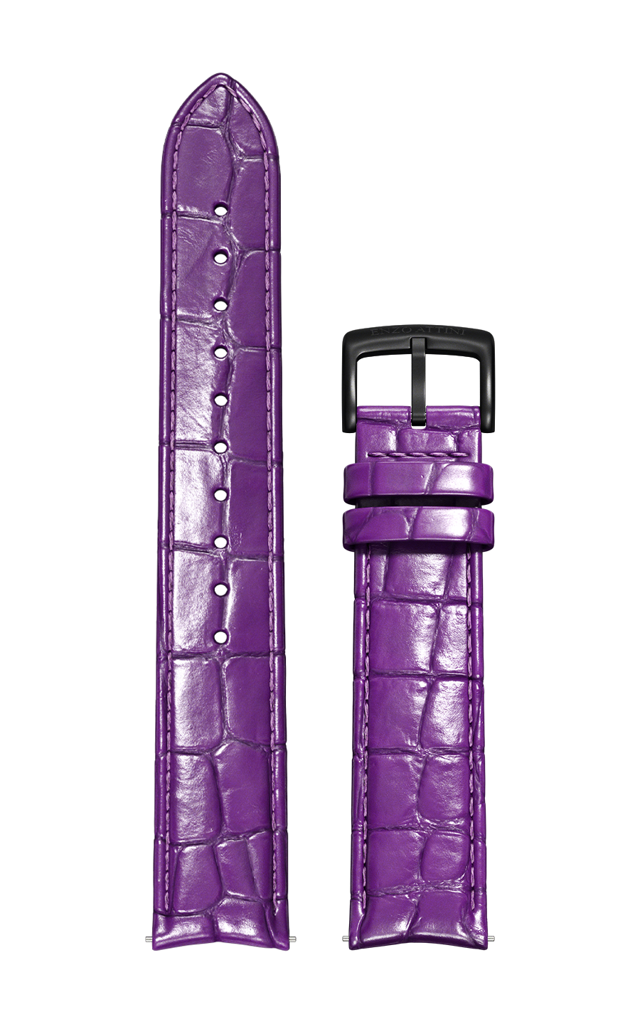 Purple Italian Leather Strap (croc pattern) / Black Color Buckle