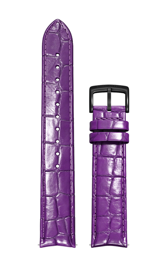 Purple Italian Leather Strap (croc pattern) / Black Color Buckle