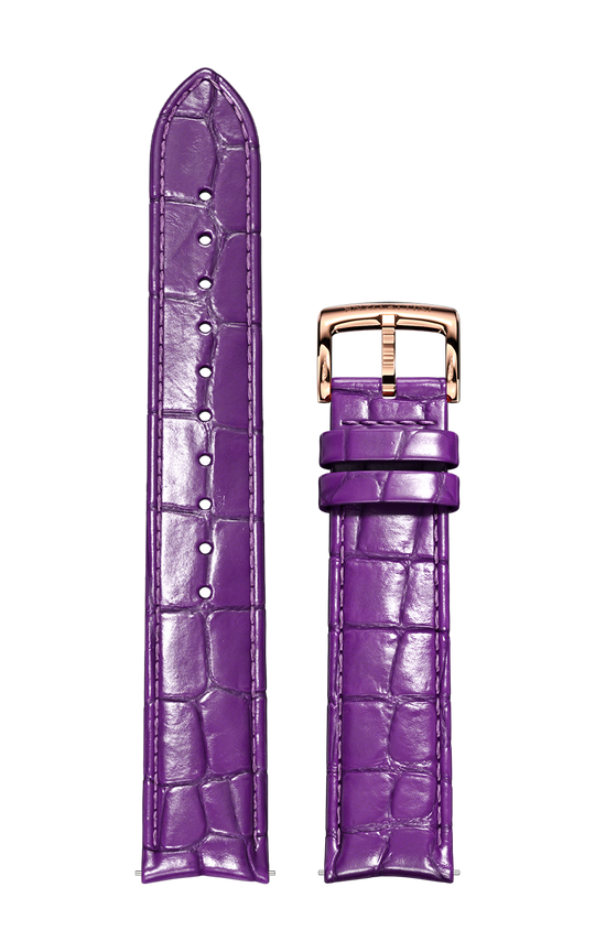 Purple Italian Leather Strap (croc pattern) / Rose Gold Color Buckle