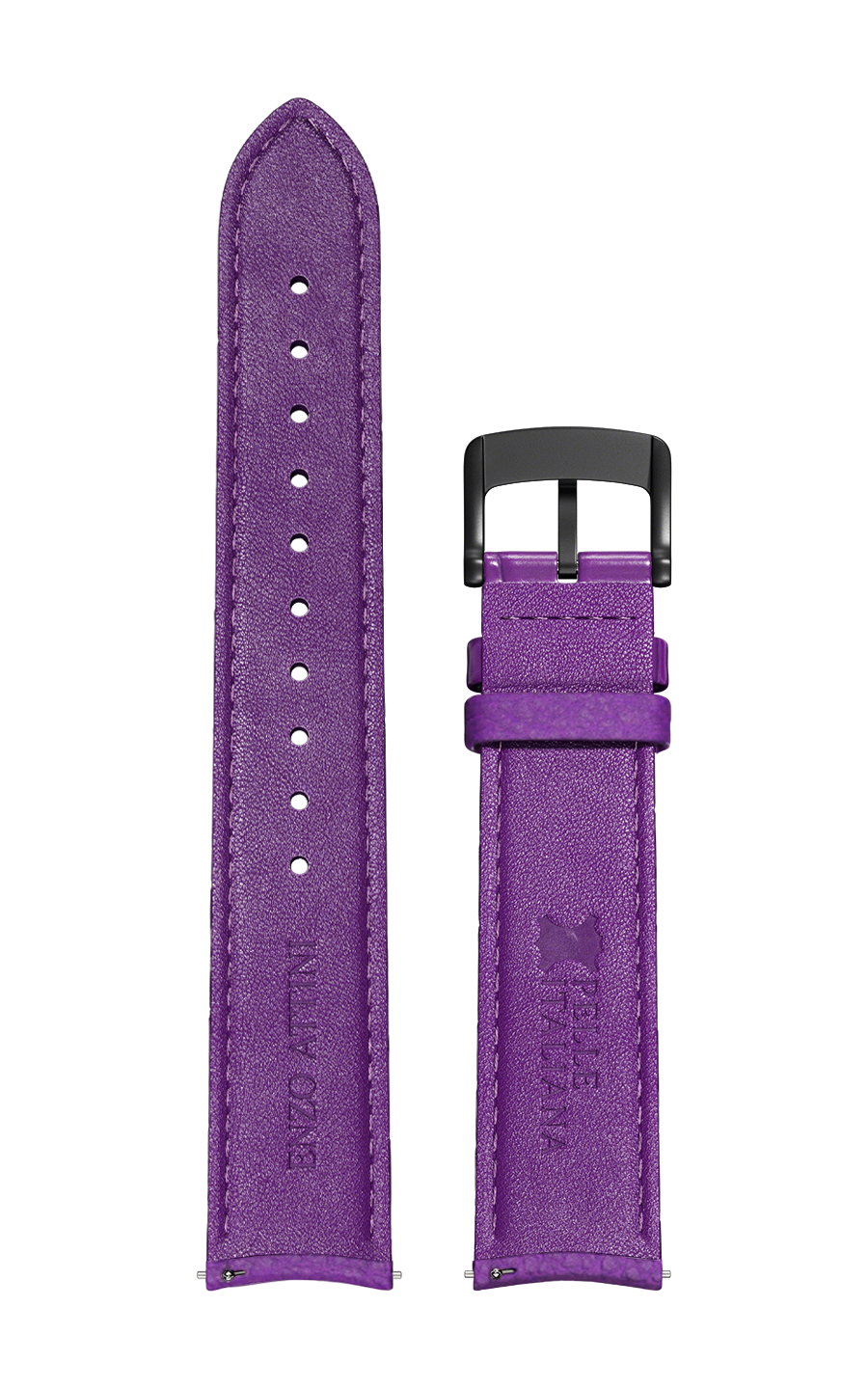 Purple Italian Leather Strap / Black Gold Color Buckle