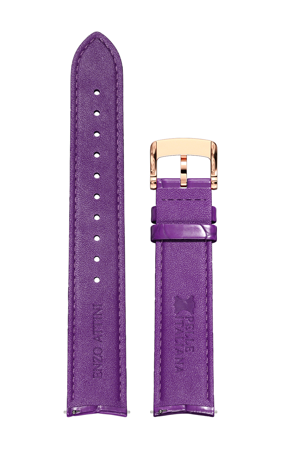 Purple Italian Leather Strap (croc pattern) / Rose Gold Color Buckle