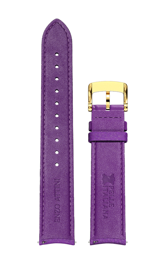 Purple Italian Leather Strap / Gold Color Buckle