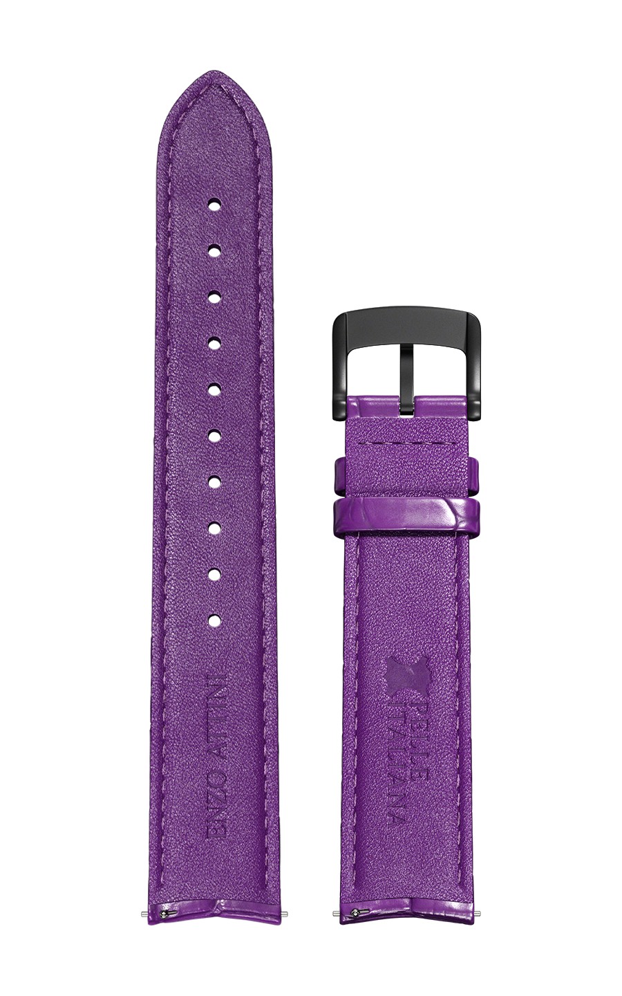 Purple Italian Leather Strap (croc pattern) / Black Color Buckle