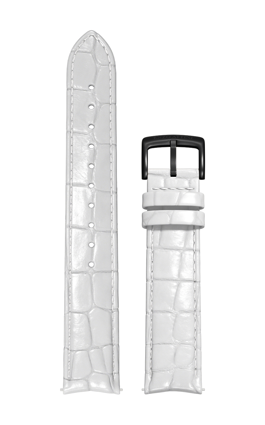 White Italian Leather Strap (croc pattern) / Black Color Buckle