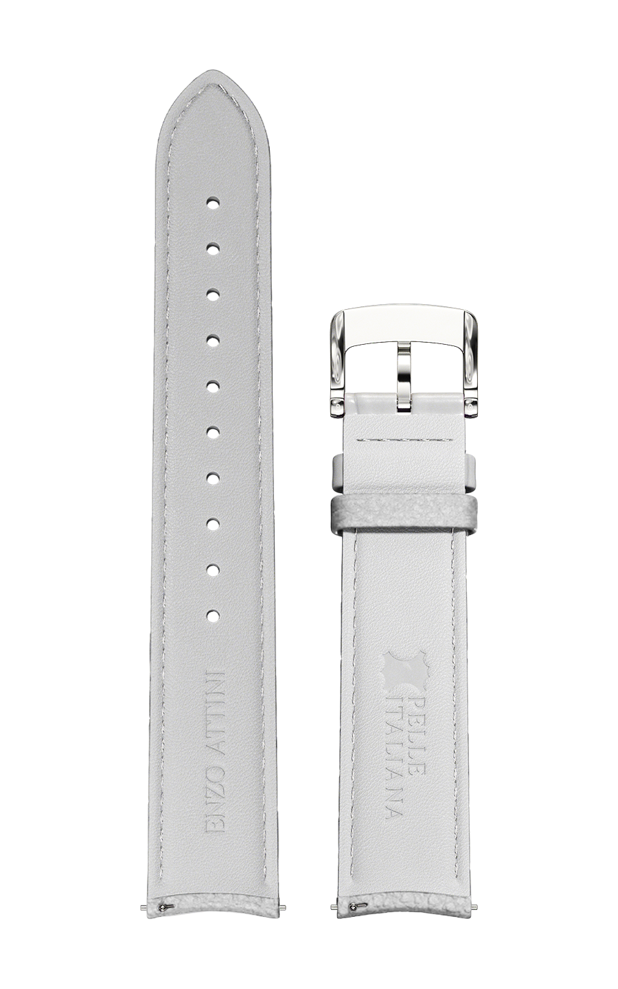 Grey Italian Leather Strap / Silver Color Buckle