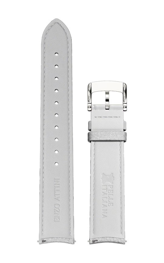 Grey Italian Leather Strap / Silver Color Buckle