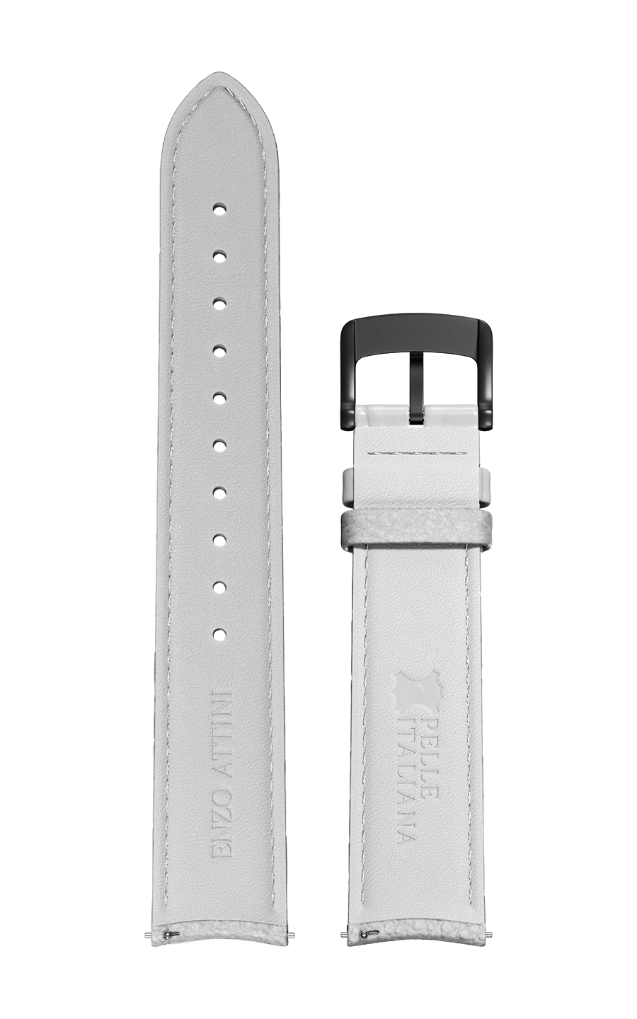 Grey Italian Leather Strap / Black Color Buckle