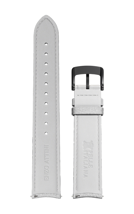 Grey Italian Leather Strap / Black Color Buckle