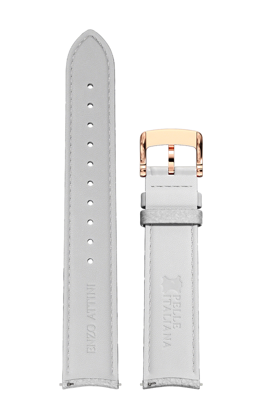 Grey Italian Leather Strap / Rose Gold Color Buckle