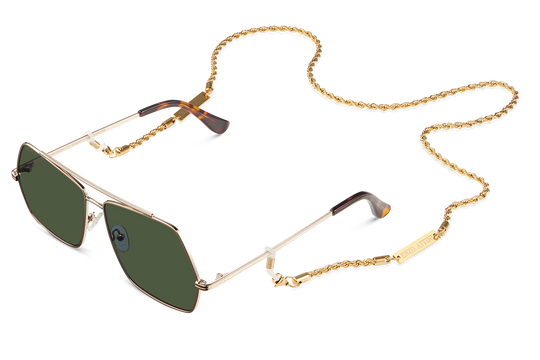 Lake Geneva / Tortoise & Gold Color + Green Lens.