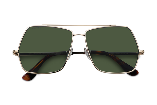 Lake Geneva / Tortoise & Gold Color + Green Lens.