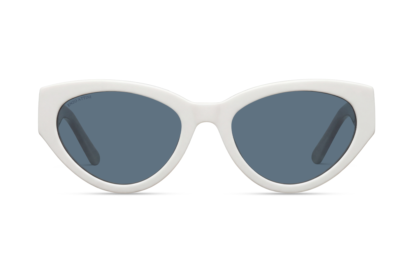White sunglasses with black lenses on a white background