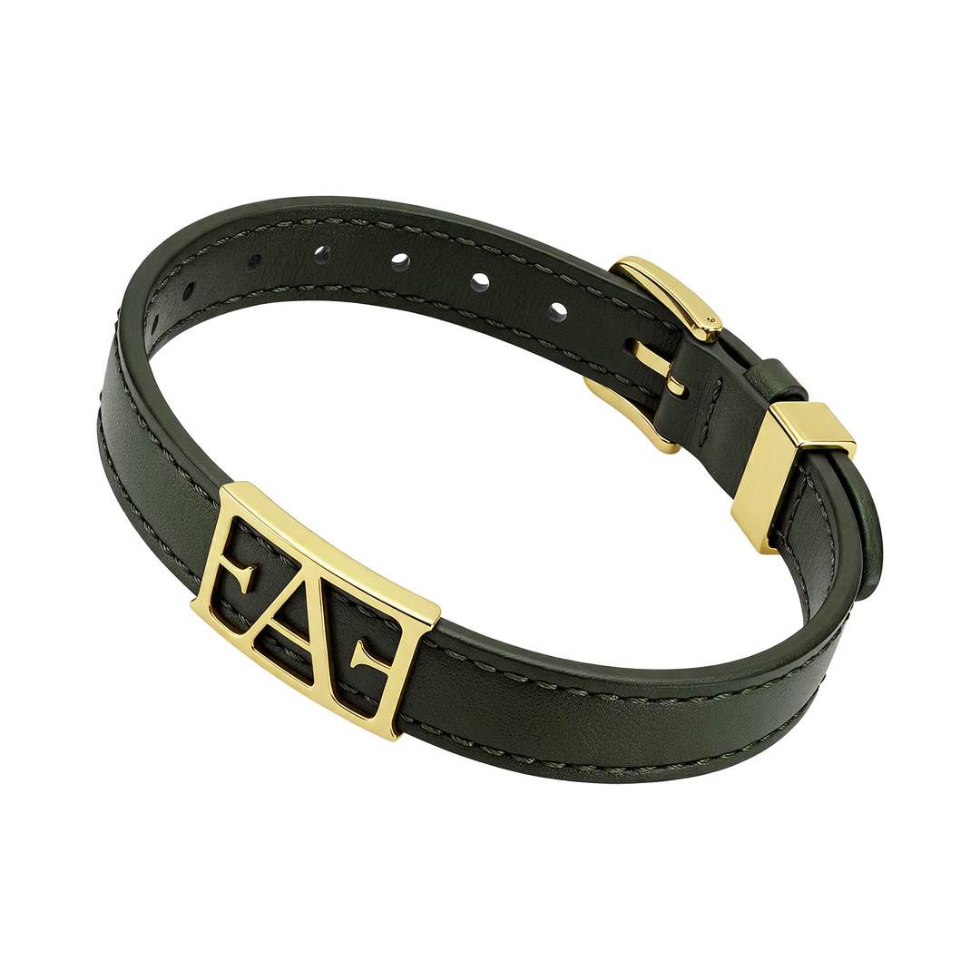 Statement Leather Bracelet / Green Color